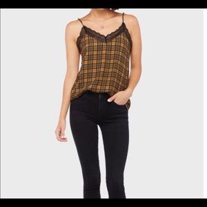 NWT Allison Joy Brown/Blk Lace Camisole Top  Sz L